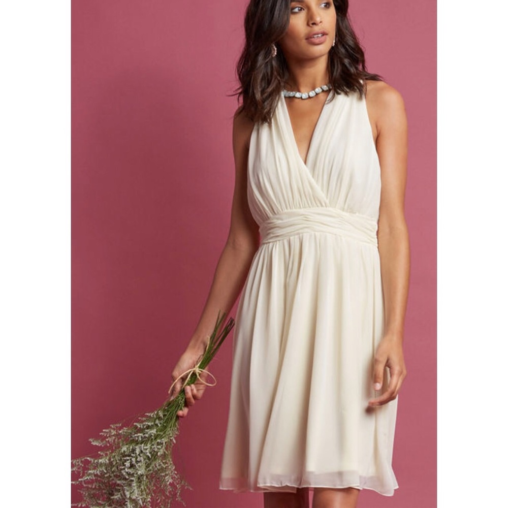 MODCLOTH “set in your sways” ivory A line dress